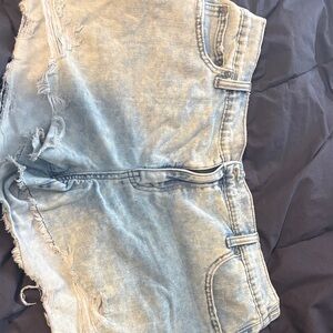 Light Blue Distressed Denim Shorts